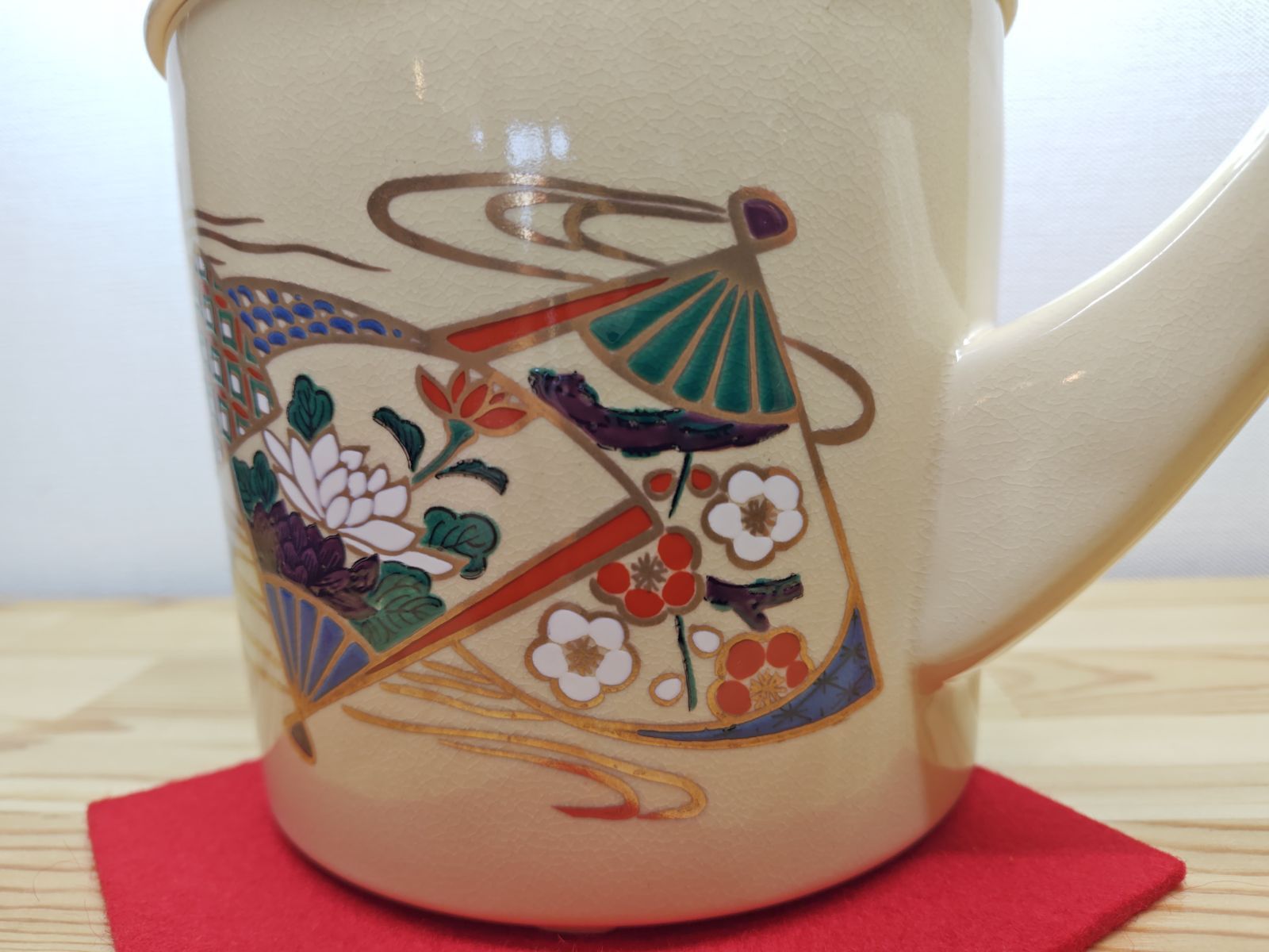 逢絢亭・茶道具 水屋道具 片口水注 京焼 菊桐の図 紙箱入り 逢絢亭