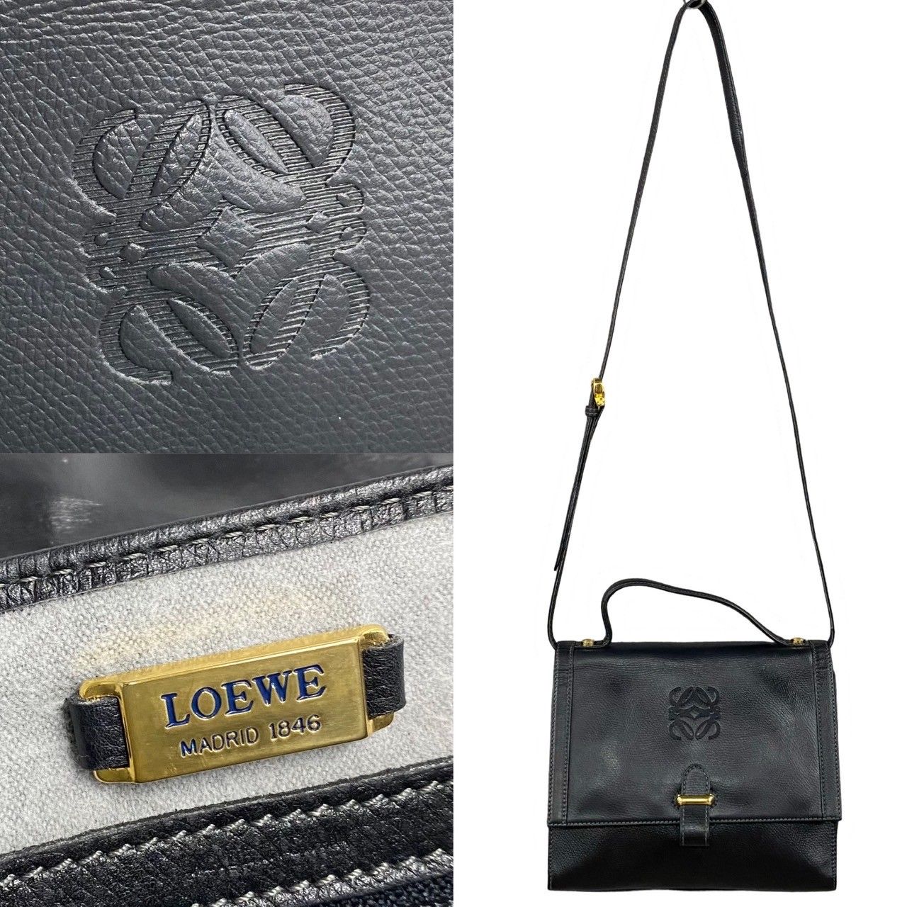 極 美品 希少品 LOEWE ロエベ ヴィンテージ アナグラム ロゴ 金具