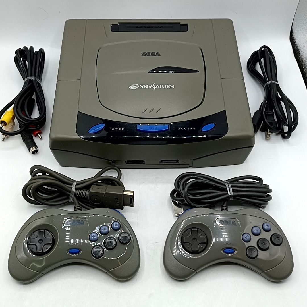 動作品 セガ サターン 中期型 HSS-3210 本体 コントローラー2個 ケーブル類 すぐに遊べるセット Sega Saturn