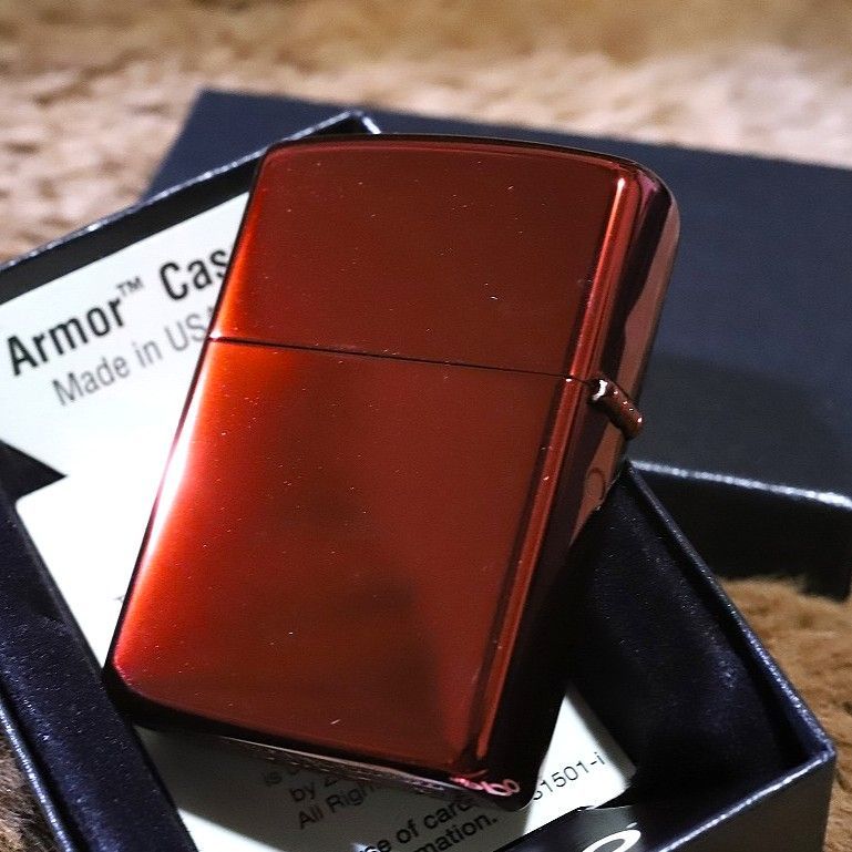 Armor ZIPPO 重厚アーマー 旭日 鯉 レッド 赤 鏡面コーティング 深彫り アーマージッポ 和風 かっこいい ジッポー プレゼント キラキラ