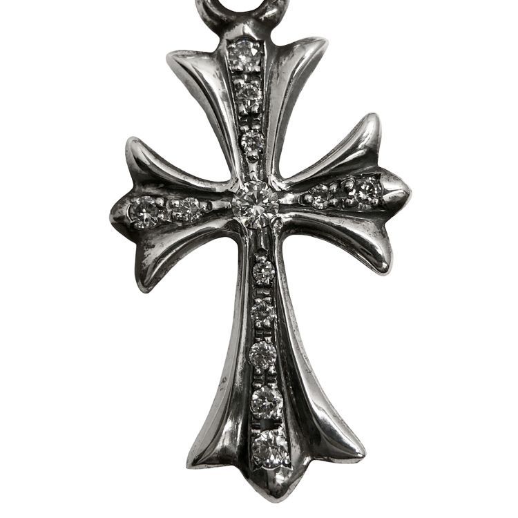 Chrome Hearts クロムハーツ TINY CH CROSS タイニーCHクロス フープピアス アフターダイヤモンド SV925 シルバー WWW_SHINETEETH_COM