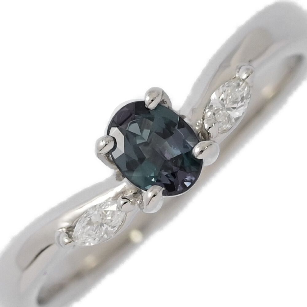 AL0.283ct|FD 0.082ct|アレキサンドライトリング･指輪|Pt900-4.0g|13号| 53|透明青緑褐色 翌日配送可 ♀ N レディース 591163