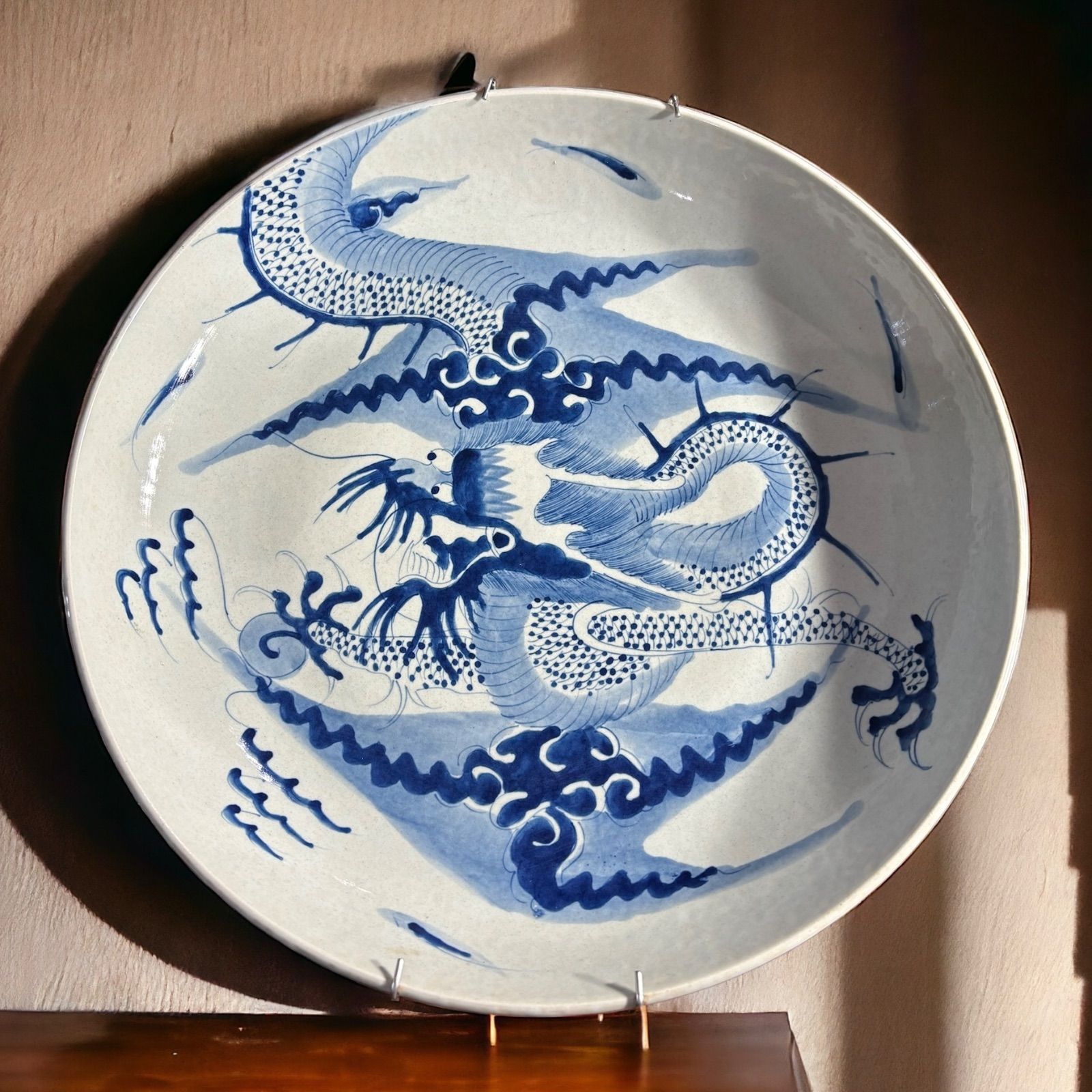 染付　龍　飾り皿　古美術 よね川 中華皿 染付 龍 取り皿 飾り皿 チャーハン皿 炒飯皿