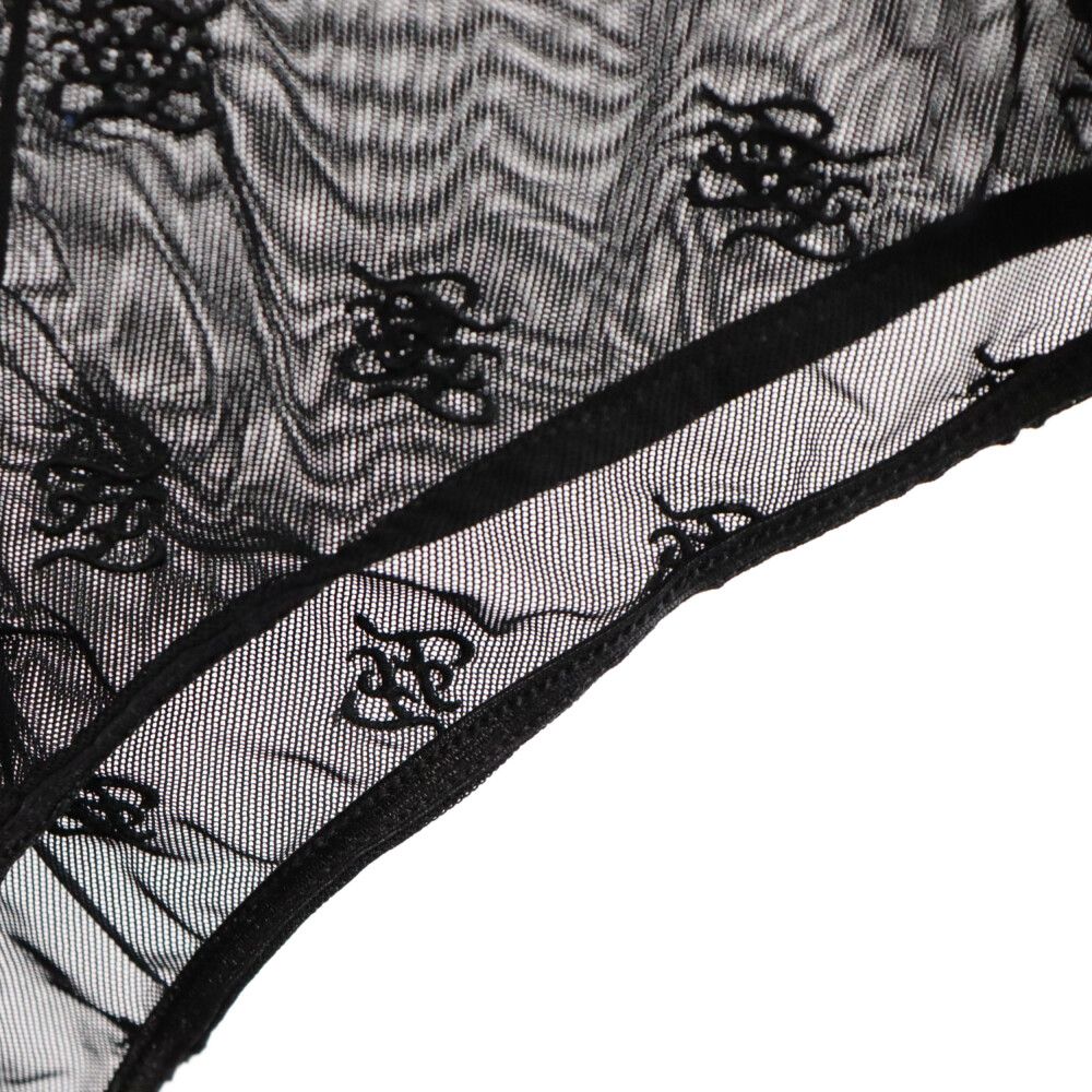 FENDI (フェンディ) Black Tulle Body カリグラフィー刺繍 シースルー 