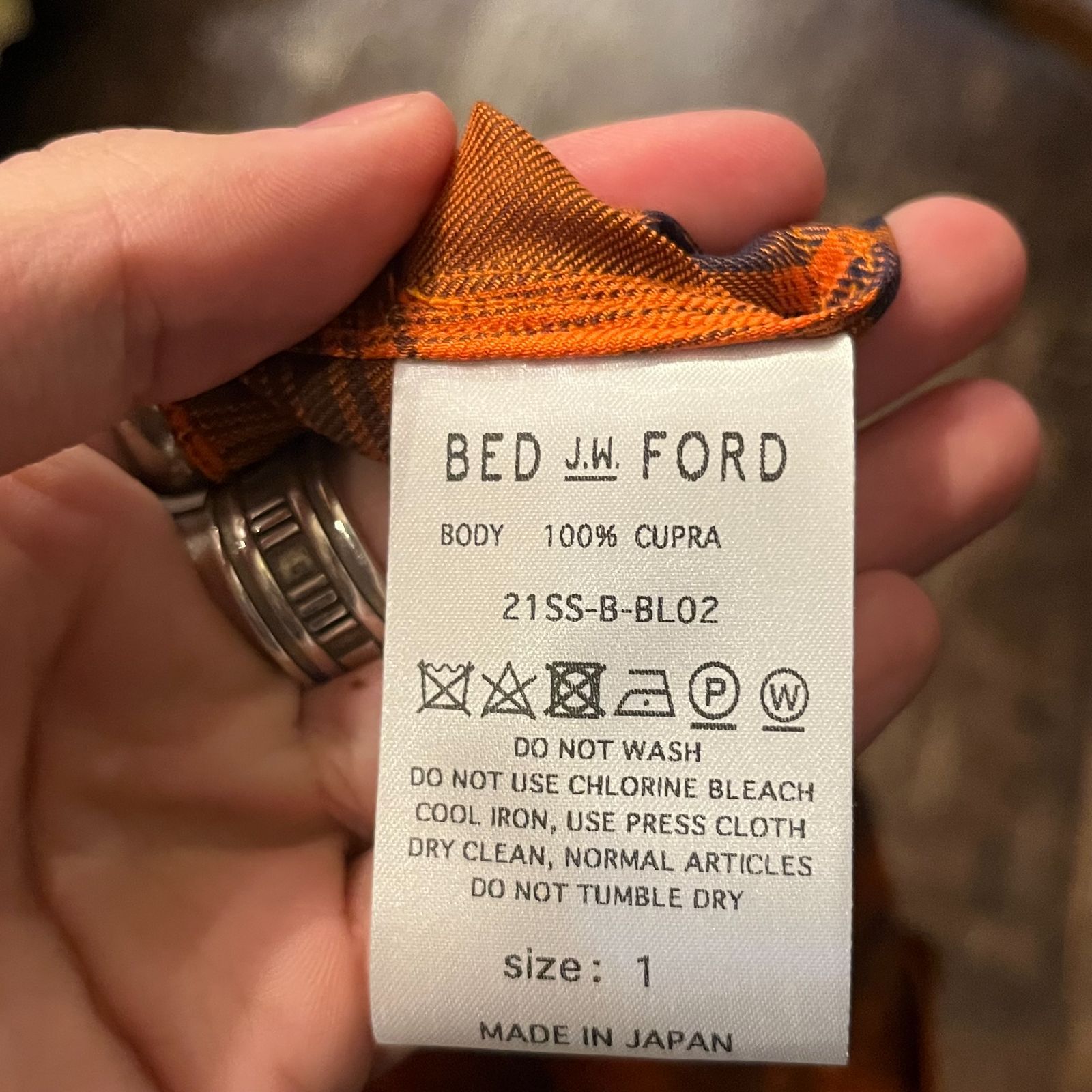 BED J.W.FORD ベッドフォード 21SS チェックシャツ オレンジ size1 【代官山11】 - メルカリ