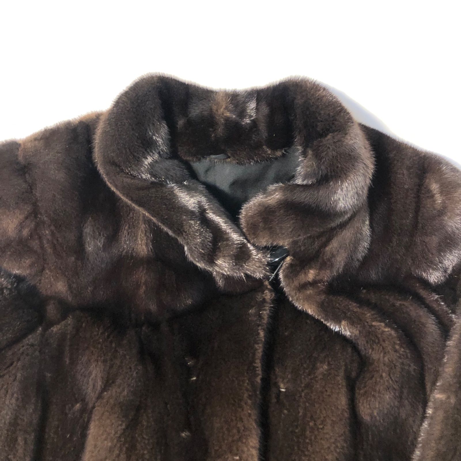 美品BLACKGLAMA ブラックグラマ超柔美しい光沢ミンクコート毛皮