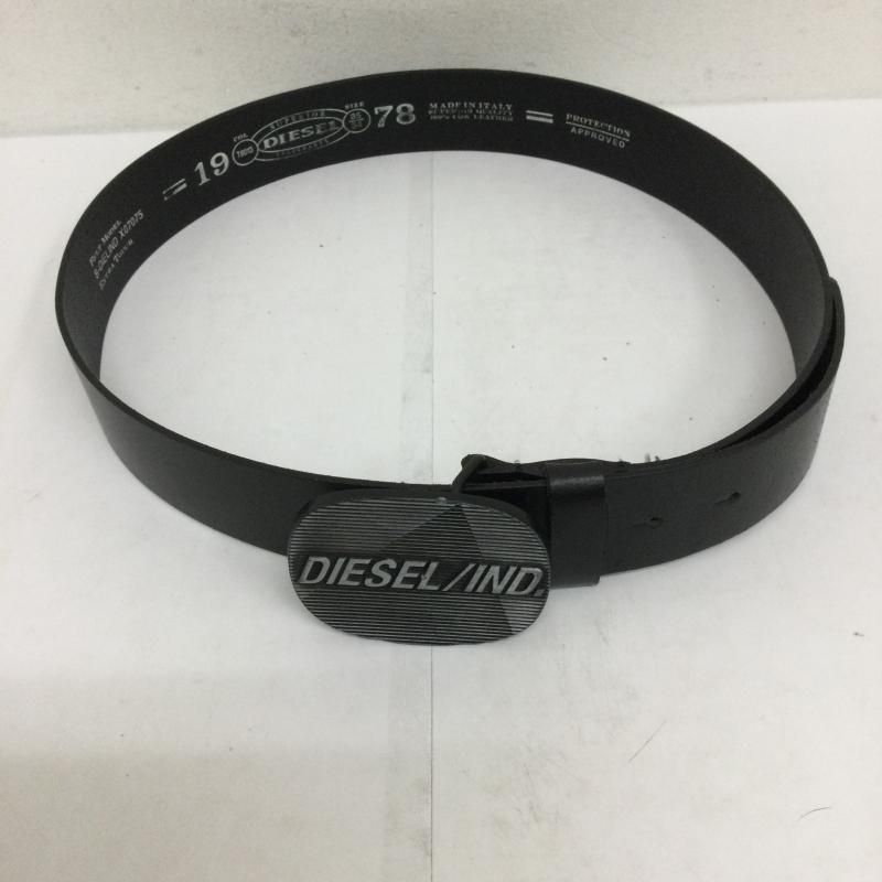 DIESEL ディーゼル レザー ベルト バックル ロゴ X08516 ブラック