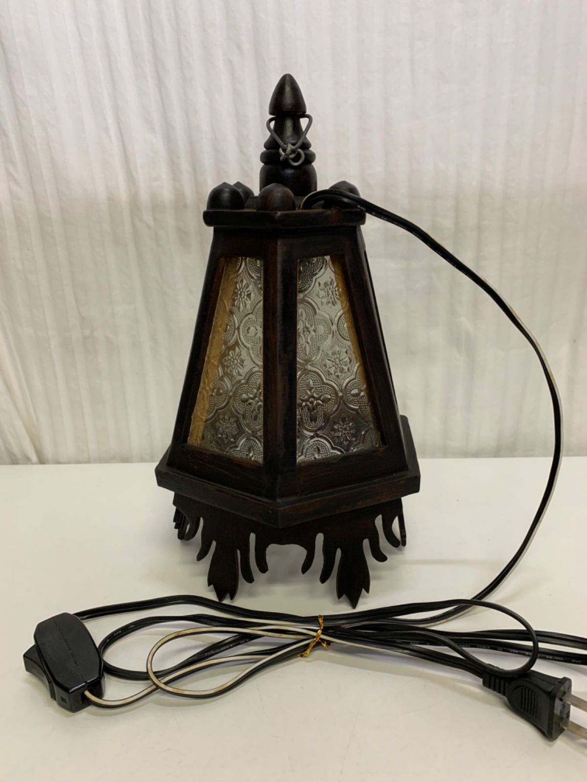 ランプ ステンドグラス テーブルランプ 照明 木製 壁掛け 昭和レトロ