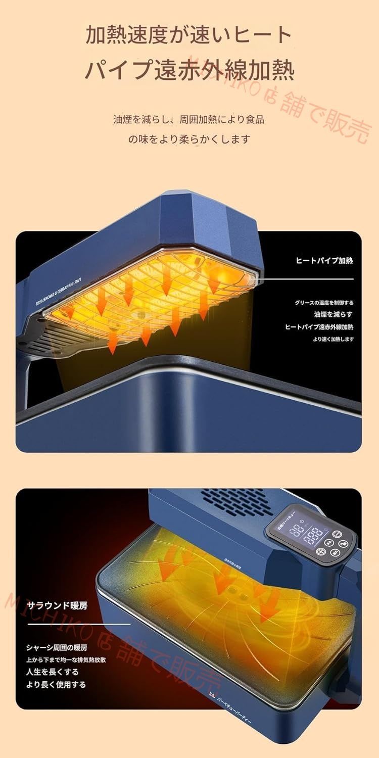 最新型無煙グリル コンパクト卓上ガスコンロ ヘルシーバーベキュー 自動 ノンスティックパン お手入れ簡単 小さな家族のパーティー 引っ越しのギフトに最適です WWW_KANDAIZUMI_COM