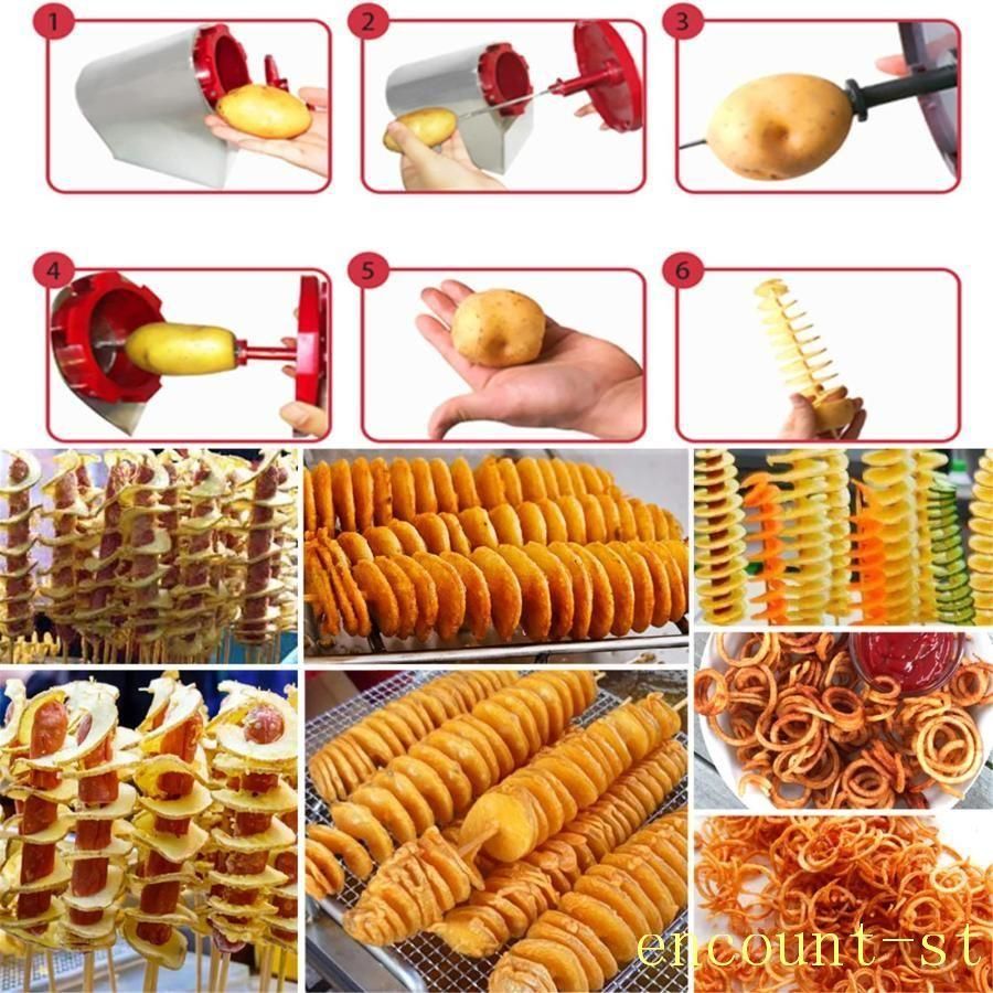スパイラルポテトカッター 手動ツイストポテトチップススライサー串