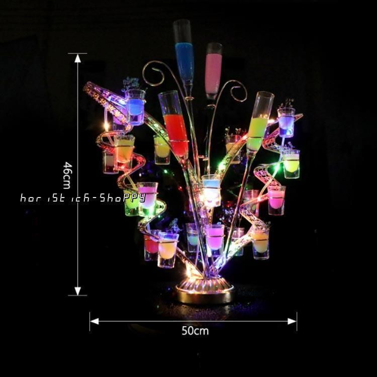 小さなコップ 付 LED酒グラス棚 テキーラ観覧車 蝶型 USB充電式 コードレス 操作簡単 雰囲気作り カクテルグラスホルダー 酒カップホルダ