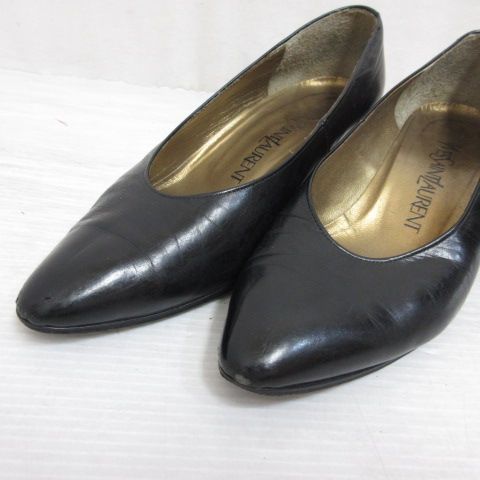 【イヴ・サンローラン】 パンプス ヒール　ブラック レザー イヴサンローラン YVES SAINT LAURENT リーガル社製 レザー