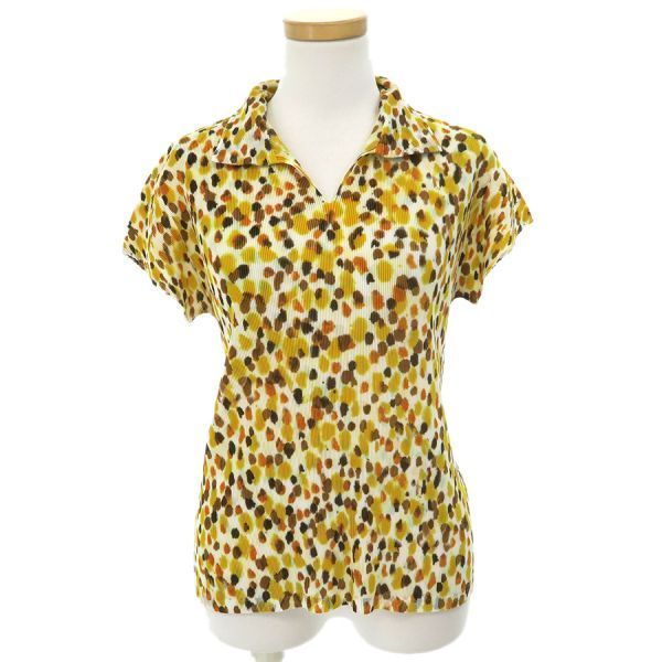 ミヤケイッセイ　茶プリーツTシャツ p15070022-a.jpg