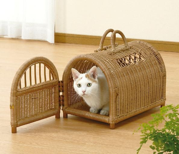 籐 ぺットハウス R-281 猫用品 キャリーバッグ カート ラタン 今枝商店 移動用のバスケットとしても R281 サークル ケージ ハウス ベッド キャリー ペット用品 犬 猫 ラタン R-281