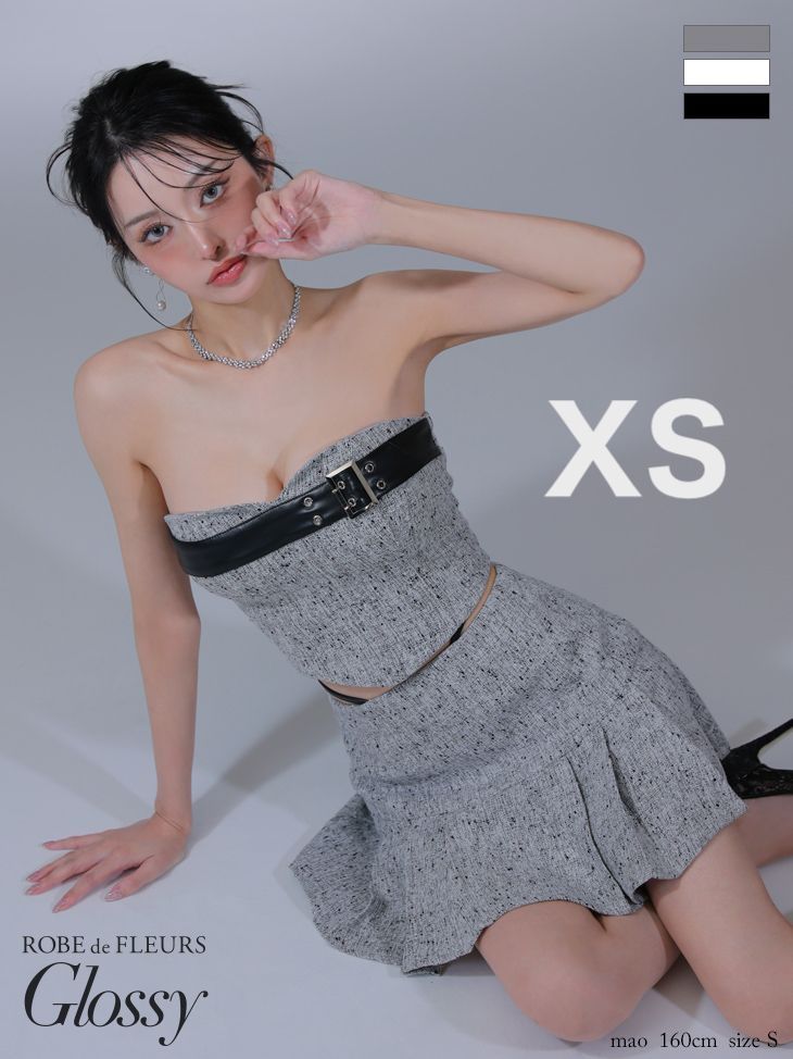 ROBE de FLEURSドレス XSグレー (GL3393) 【ROBE de FLEURS Glossy/ローブドフルール