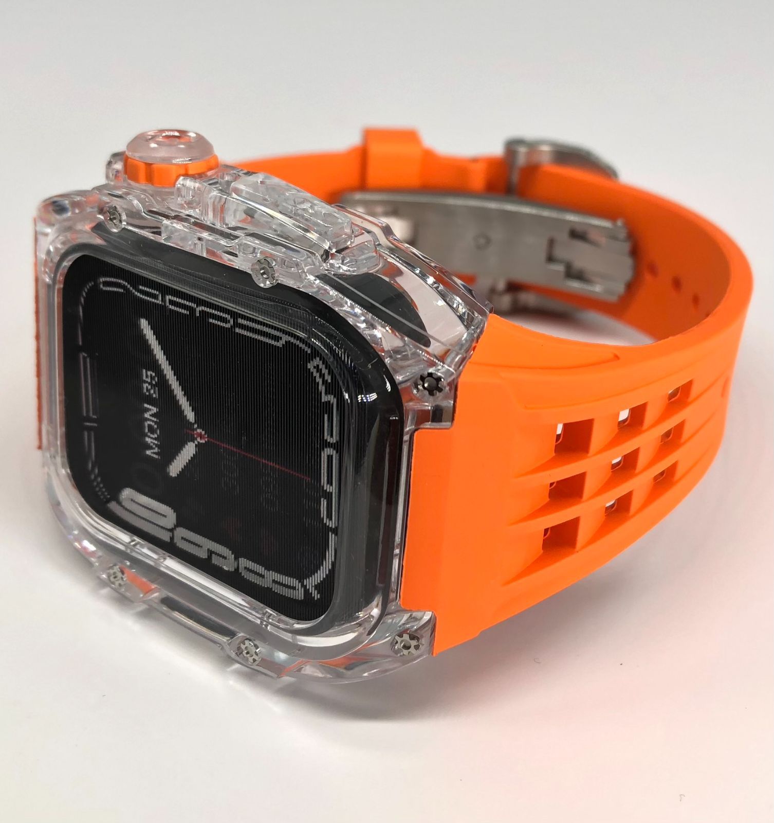  GimelZayin オレンジ アップルウォッチ ラバーベルト カバー クリア ケース 44 mm 45 4 5 6 7 8 se スポーツ メンズ レディース Apple Watch バンド バンド ベルト Apple Watchアクセサリー