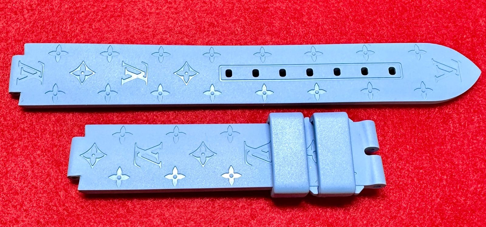 純正パーツルイヴィトン タンブール 純正ラバーベルト R15428 モノグラム ブルー レディース 取付幅8.5mm ブレスレット 時計
