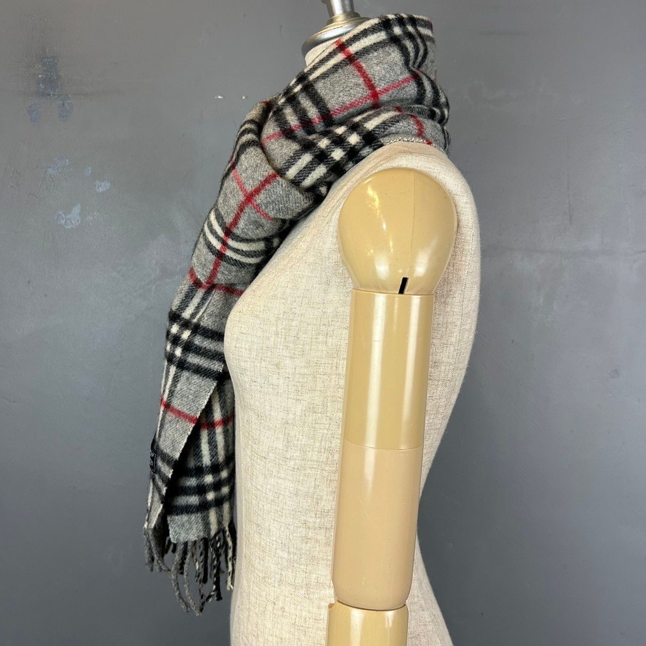 英国製 Burberry's マフラー ラムウール ノバチェック グレー 英国製