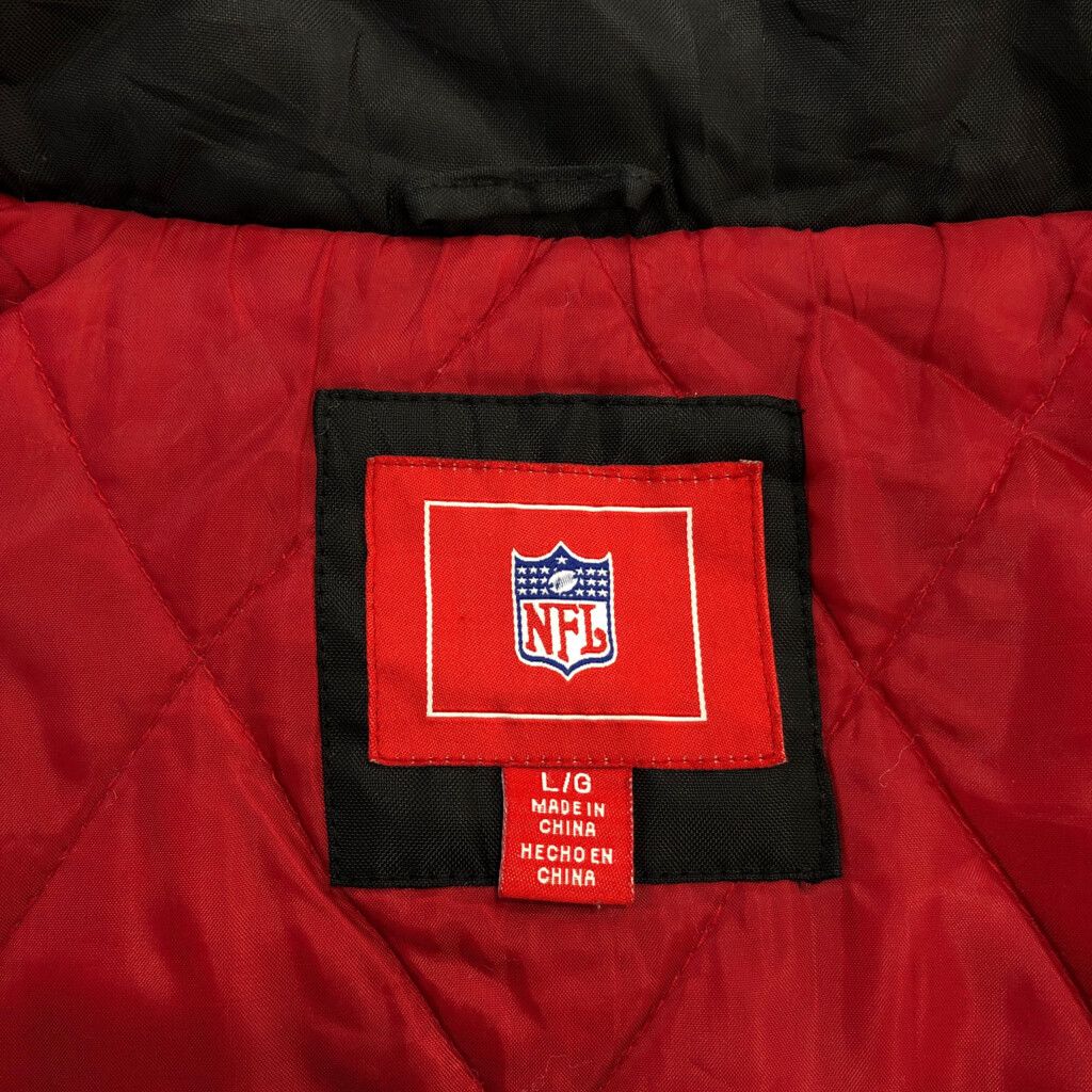 NFL サンフランシスコ・49ers 中綿 スタジアムジャケット プロチーム アメフト ブラック (メンズ L) 中古 古着 S3505 NFL サンフランシスコ・49ers 中綿 スタジアムジャケット プロチーム