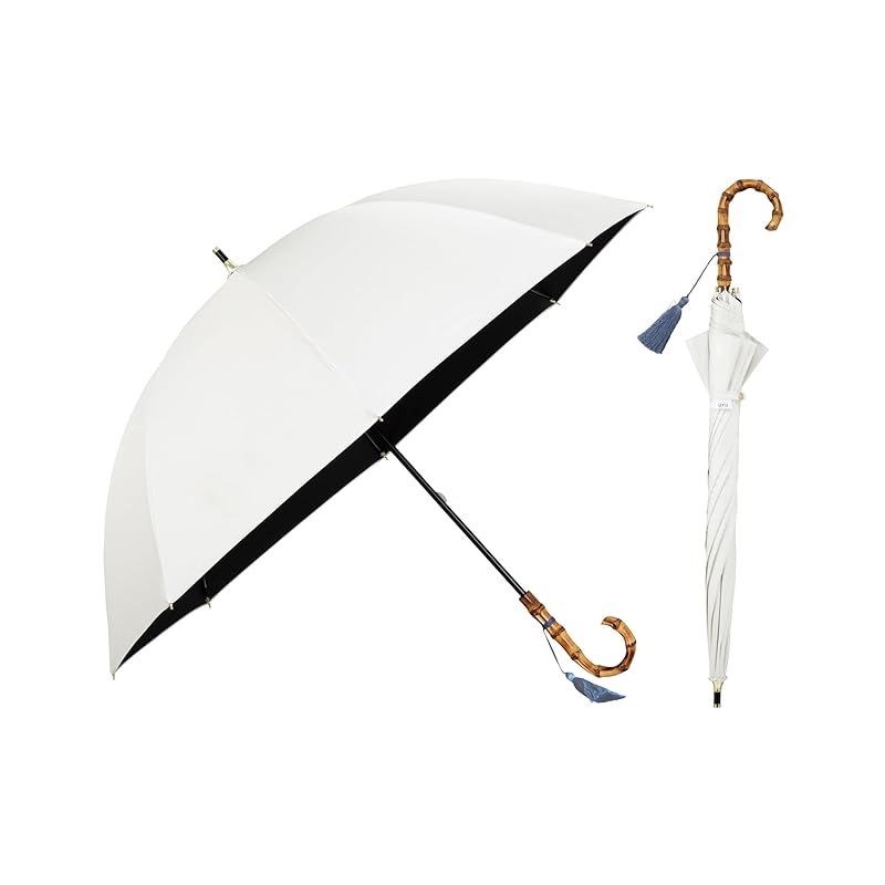 Wpc. 最強の日傘 UVO ウーボ 長傘 8K 無地タッセル オフ 遮光率＆UVカット率 |UPF50＋|遮熱|晴雨兼用 親骨55cm 軽い 大きい 丈夫 通勤 通学 旅行 レディース 女性 バンブー 持ち手 おしゃれ 可愛い UVO8K-01