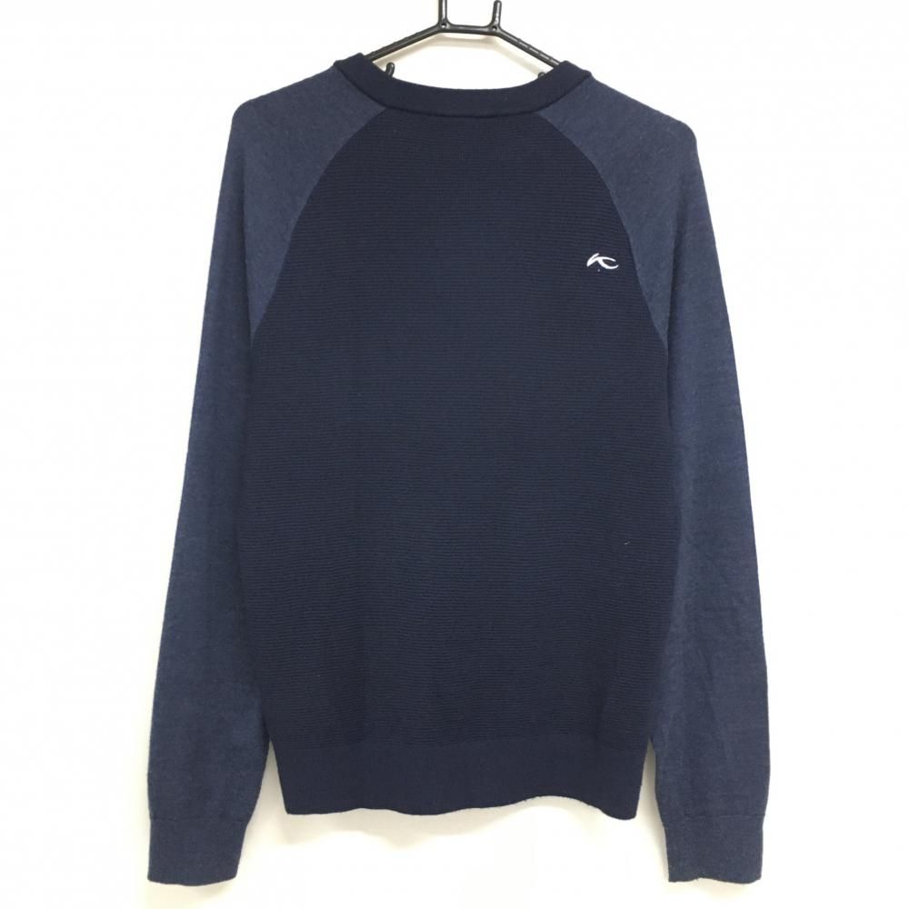 KJUS ネイビー Vネック セーター ☆SALE価格☆チュース セーター ネイビー 切替 Vネック ニット メンズ