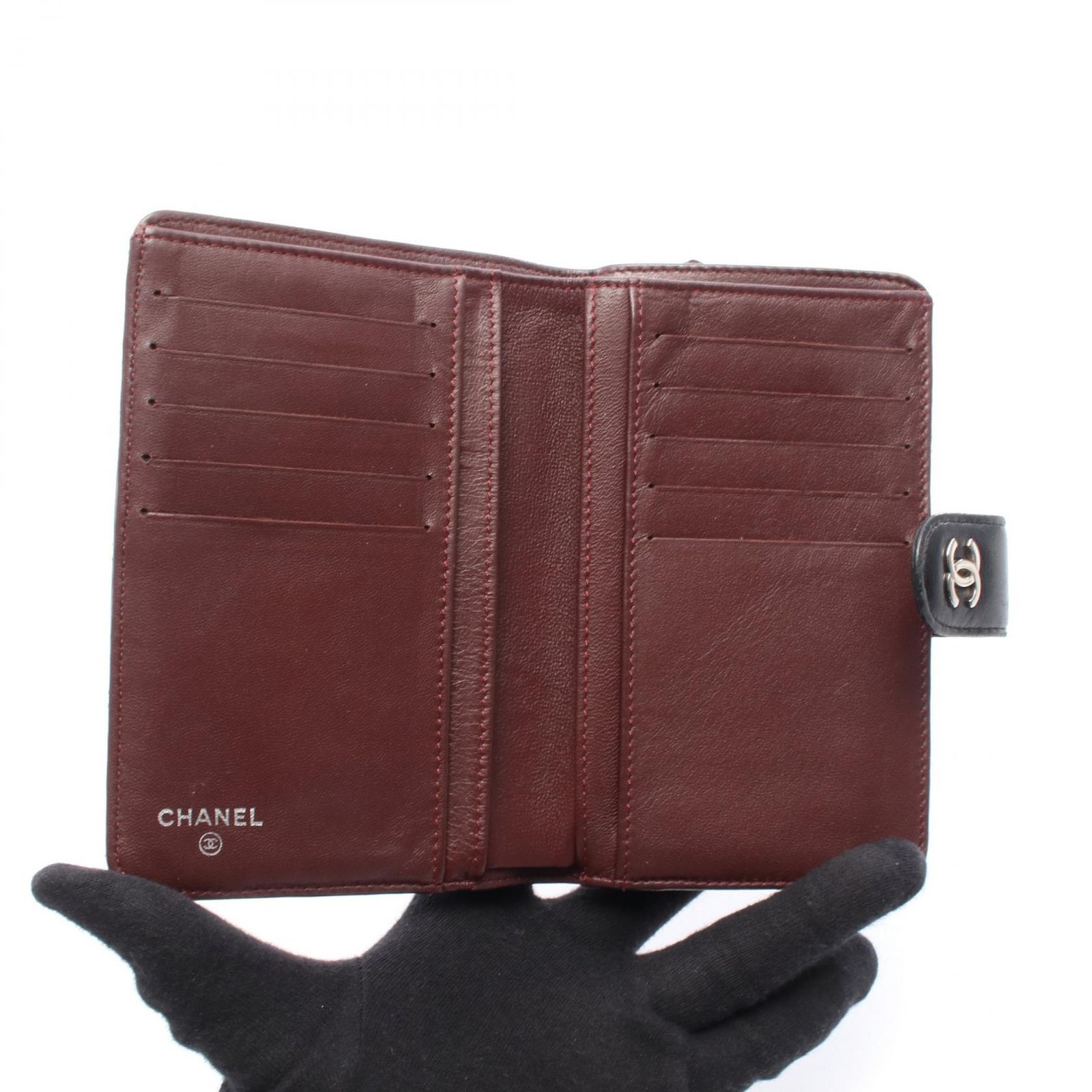 良品✨ CHANEL シャネル マトラッセ ラムスキン 財布 シャネルマトラッセ 二ツ折長財布 ブラック ゴールド金具