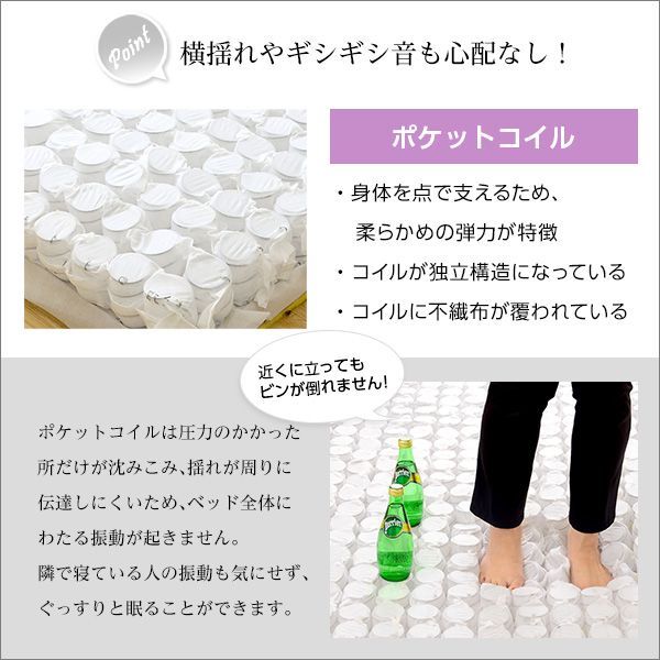 ポケットコイルマットレス ダブルサイズ ロール梱包片面仕様 - メルカリ