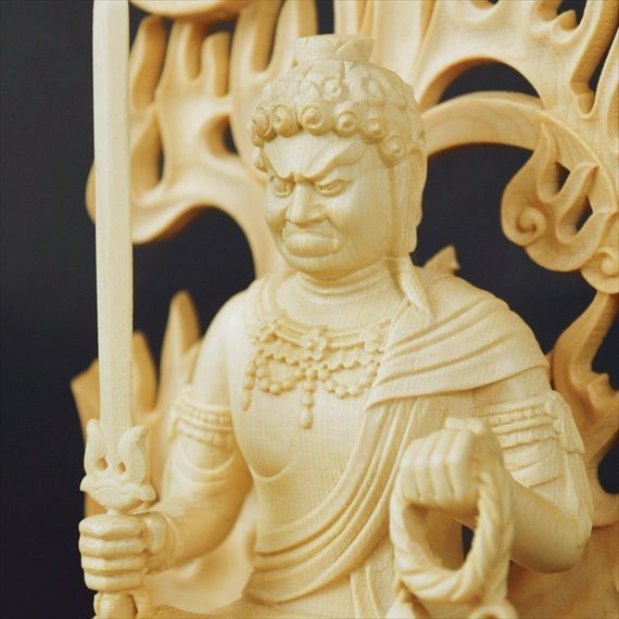 彩色木彫 玉眼入り 不動明王座像 | 新栄堂