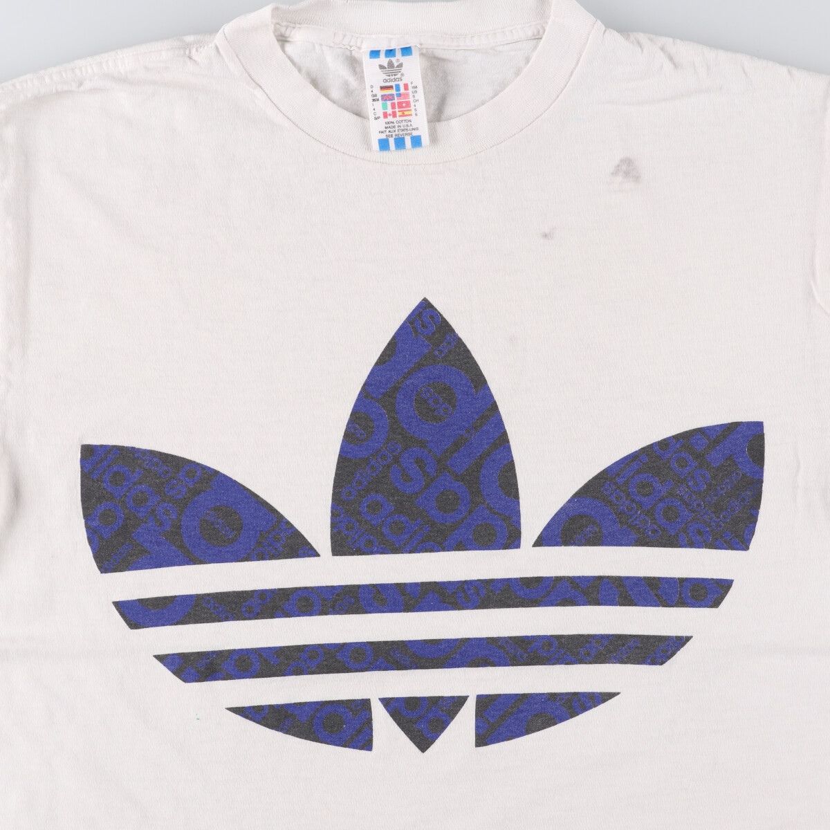 l*o様 Old adidas トレフォイルロゴ Made in USA 半袖ス 90's adidas トレフォイルロゴプリントTシャツ “USA製