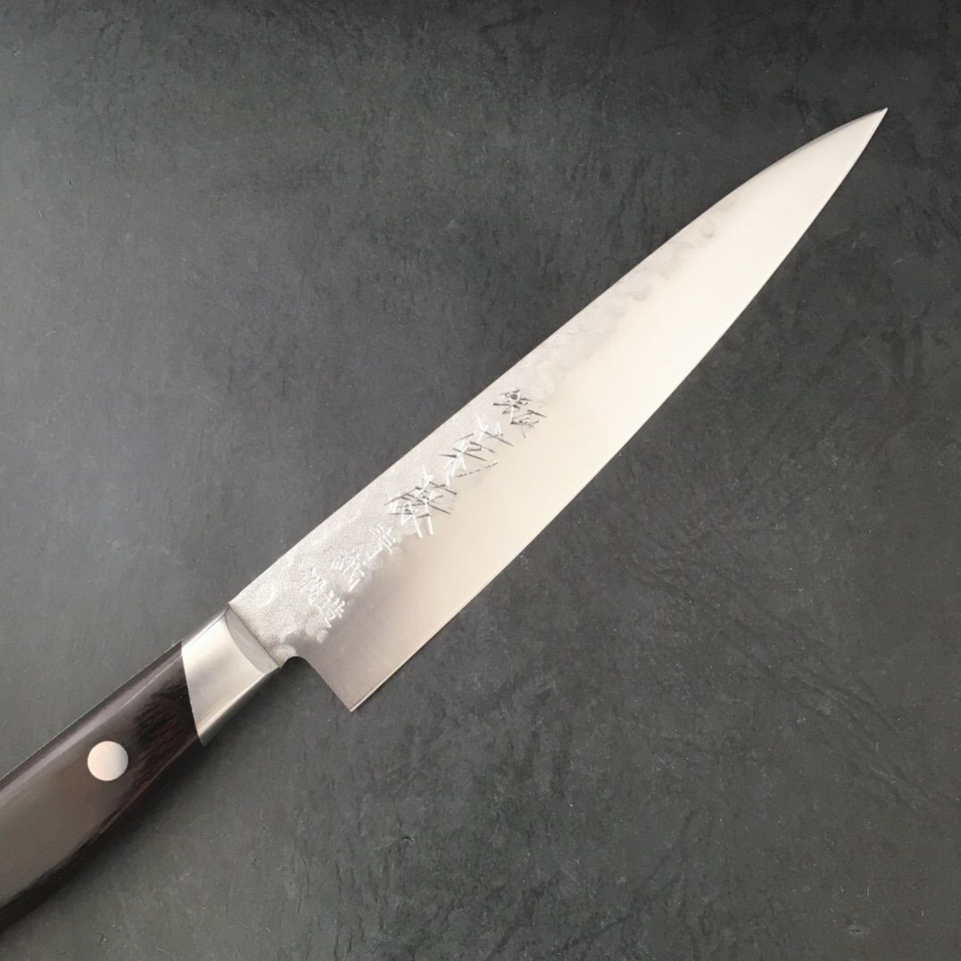 銀座 菊藤 ペティーナイフ 135ミリ 青紙２号鋼本割込 銀座 菊藤 ペティーナイフ 135ミリ 青紙2号鋼本割込 鎚目模様 - メルカリ