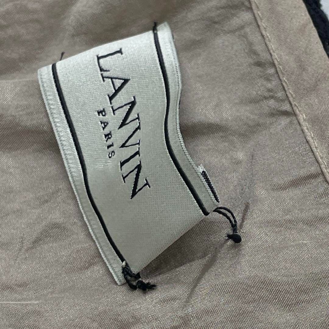  LANVIN ランバン レース フリル ブラウス トップス コットン シルク フランス製 カーディガン 黒 長袖 シャツ ブラウス