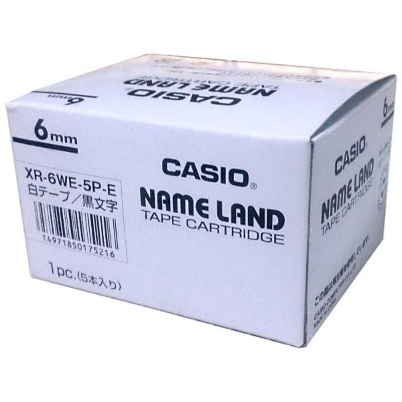 人気SALE，限定SALE 【 新品 未開封 】   カシオ ネームランド（ＮＡＭＥ ＬＡＮＤ）スタンダードテープ（白テープ／黒文字／６ｍｍ幅・５本入） XR-6WE-5P-E 未使用 送料無料 インクカートリッジ・詰め替えインク
