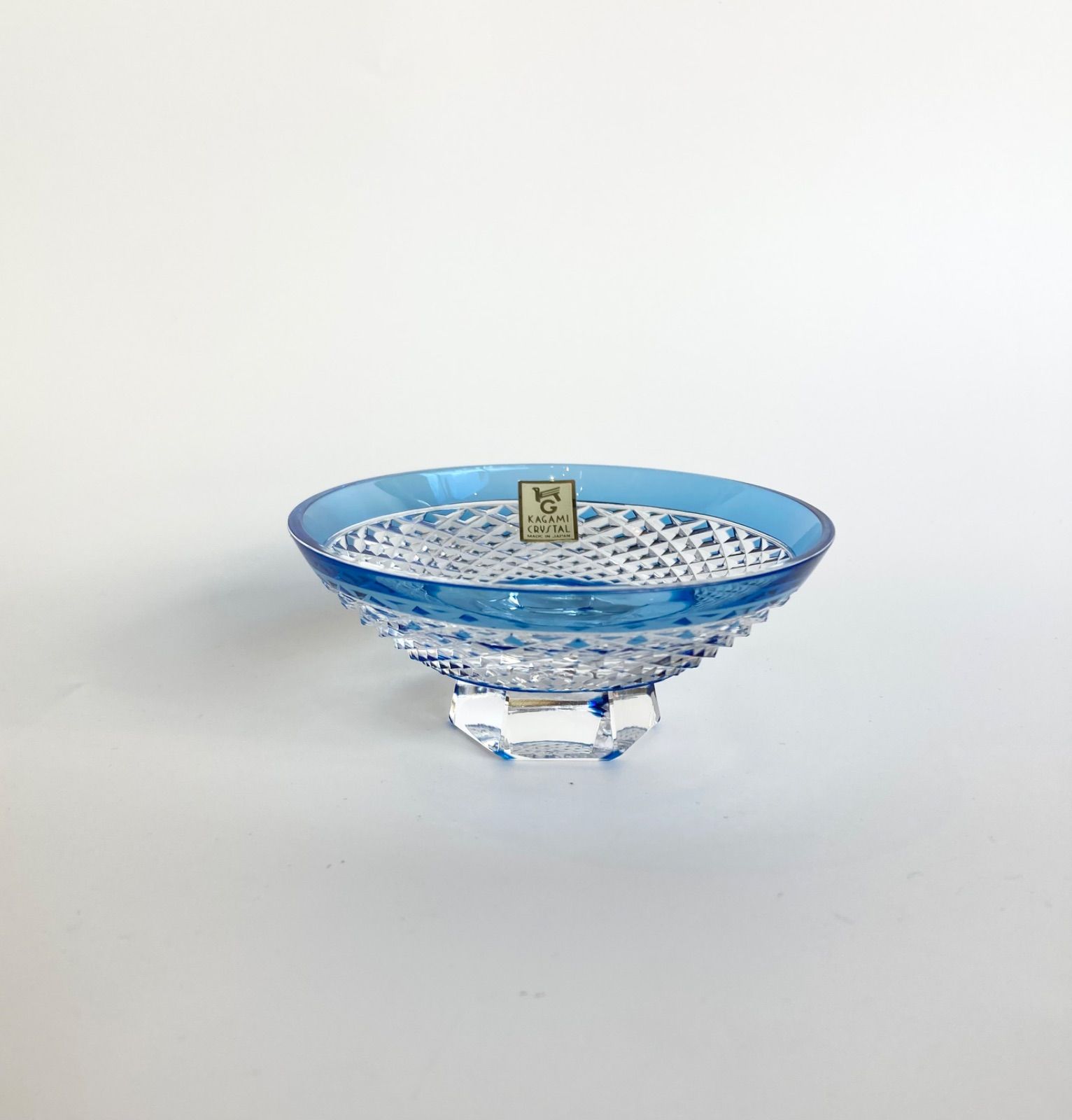 新品未使用品】カガミクリスタル 江戸切子 懐石杯 青 切子グラス