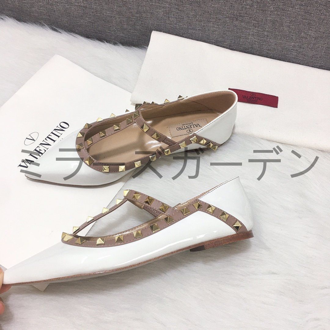 綺麗 ☆VALENTINO ヴァレンティノ ロックスタッズ レディース 美品 パンプス フラットシューズ・バレエシューズ 箱付 3 - メルカリ