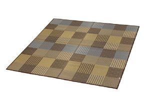【新品・3営業日で発送】イケヒコ 純国産 い草花ござカーペット 『京刺子』 ブラウン 江戸間2畳（約174×174cm）