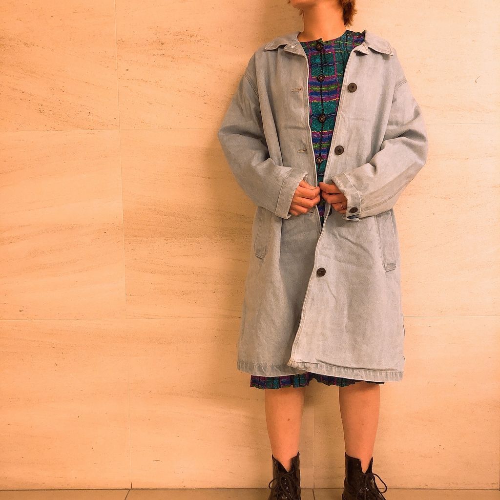 ぽぽページ XLsize denim long coat-東京通販