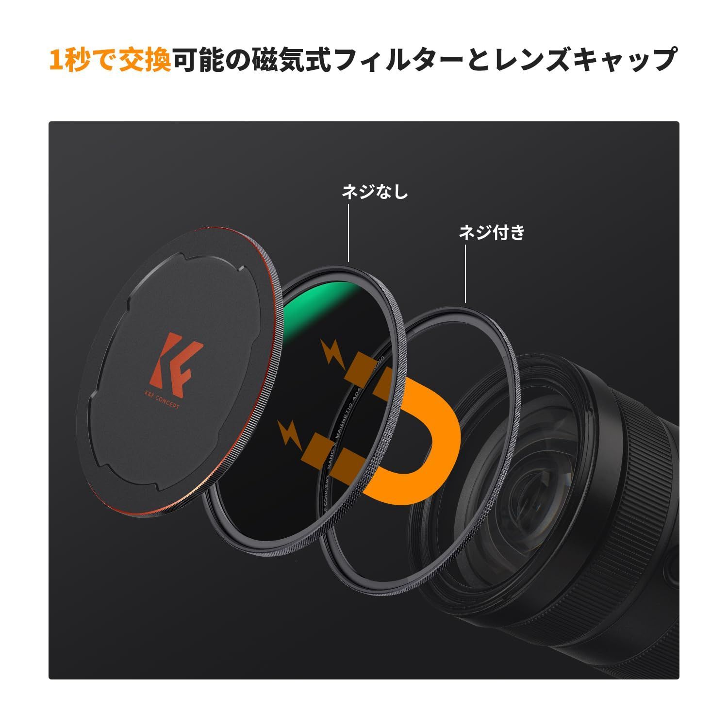 K-F CONCEPT 52mm 磁気アダプターリング CPL ND8 ND64 マグネットレンズキャップ 5点セット NDフィルター PLフィルター 磁気吸着 装着便利 フィルターケース付属 両面28層ナノコーティング 撥水防汚 キズ防止 NANO-X シ
