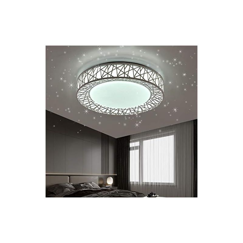 【M1982-83-55】　シーリングライト 星空効果 35W　8畳-10畳 Amazon | LED シーリングライト 星空効果 35W 6~8畳 白色 電球色