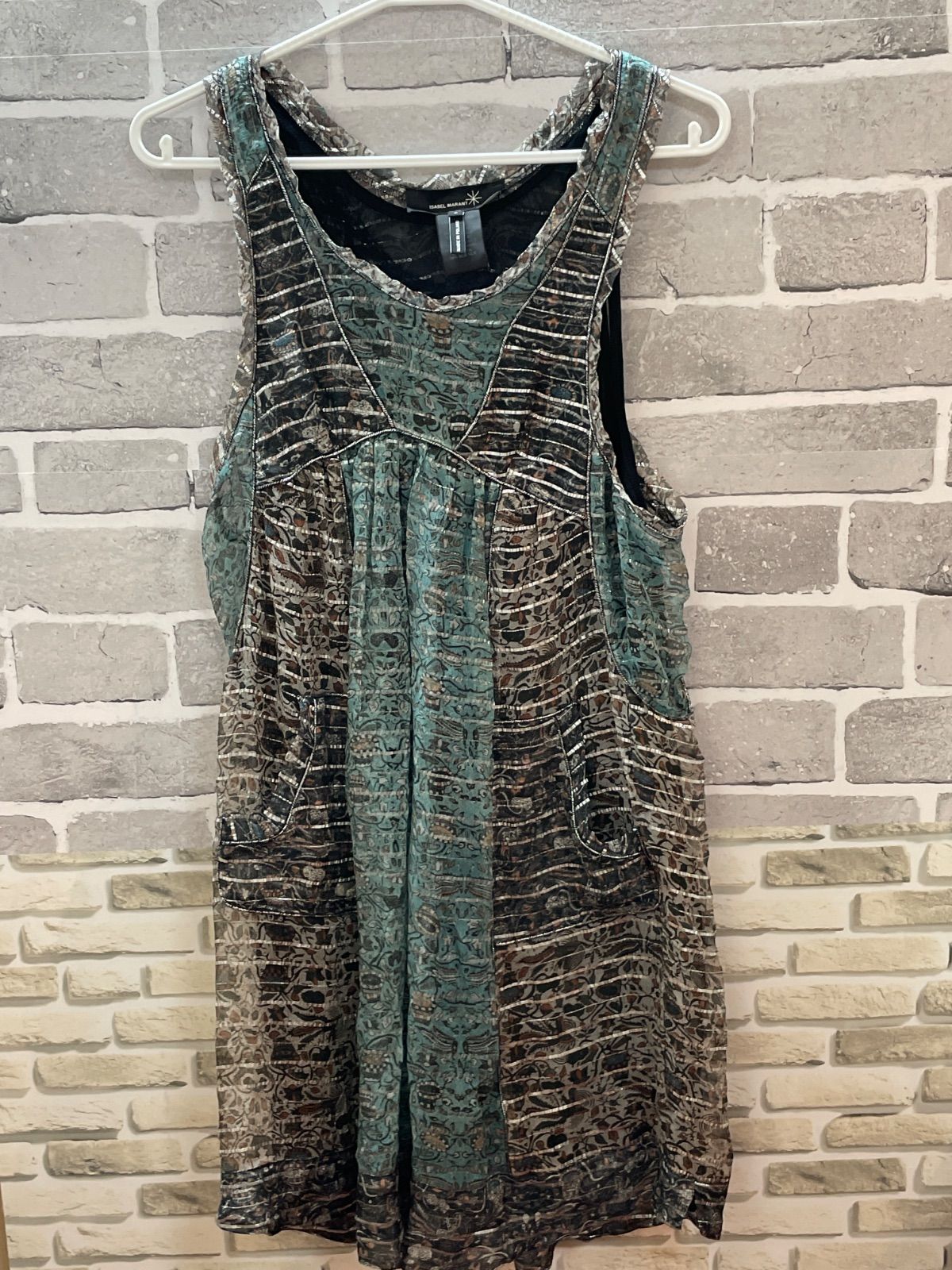 E9-69】△ ISABEL MARANT ワンピース 0サイズ グリーンカラー 花