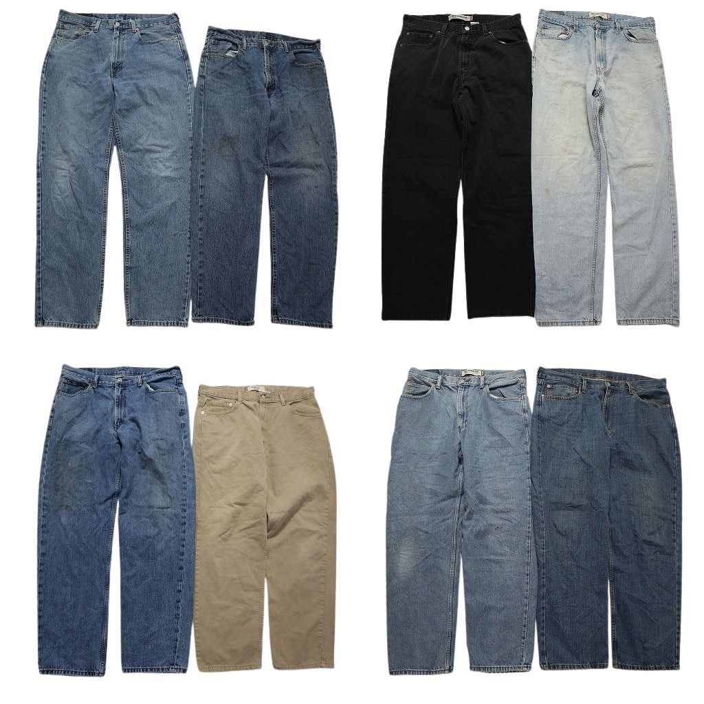 古着卸 まとめ売り リーバイス 550 デニム パンツ 8枚セット メンズ 36 |38 インディゴブルー ブラック グランジ 古着 NC1263