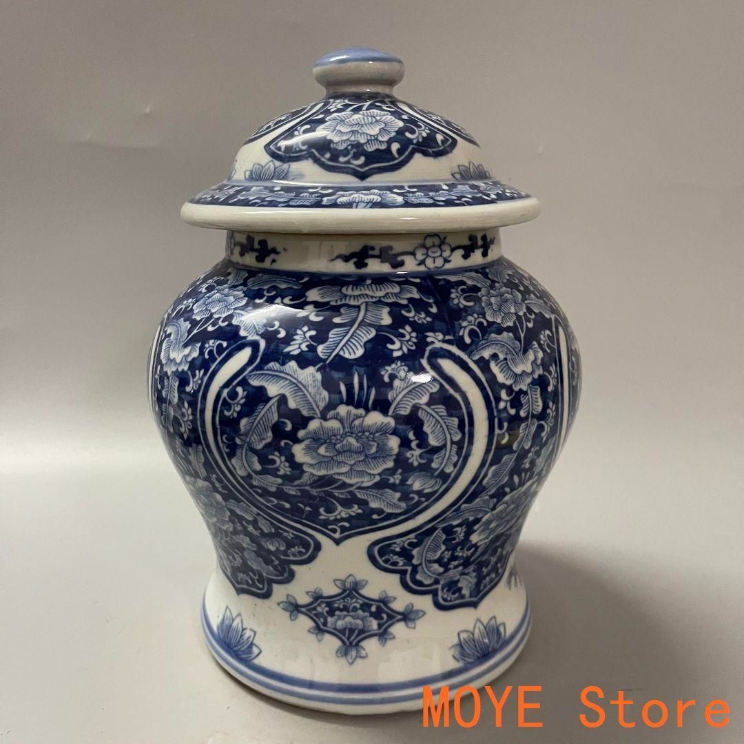 清末期青花磁器将軍壺 景徳鎮 陶磁器 装飾品 現代工芸品 美術品