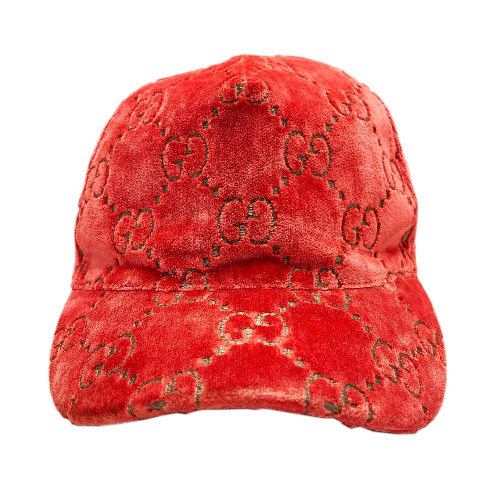 GUCCI グッチ GG ベルベット ロゴ キャップ ボルドー 527075