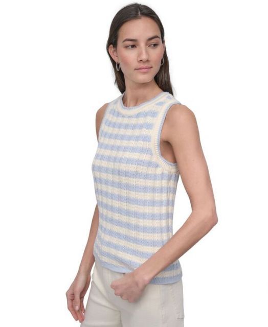 売れ筋商品|||ダナキャランニューヨーク カットソー トップス レディース Women's Studded Crewneck Tank Frst Blue1 送料無料】 ダナキャランニューヨーク レディース シャツ