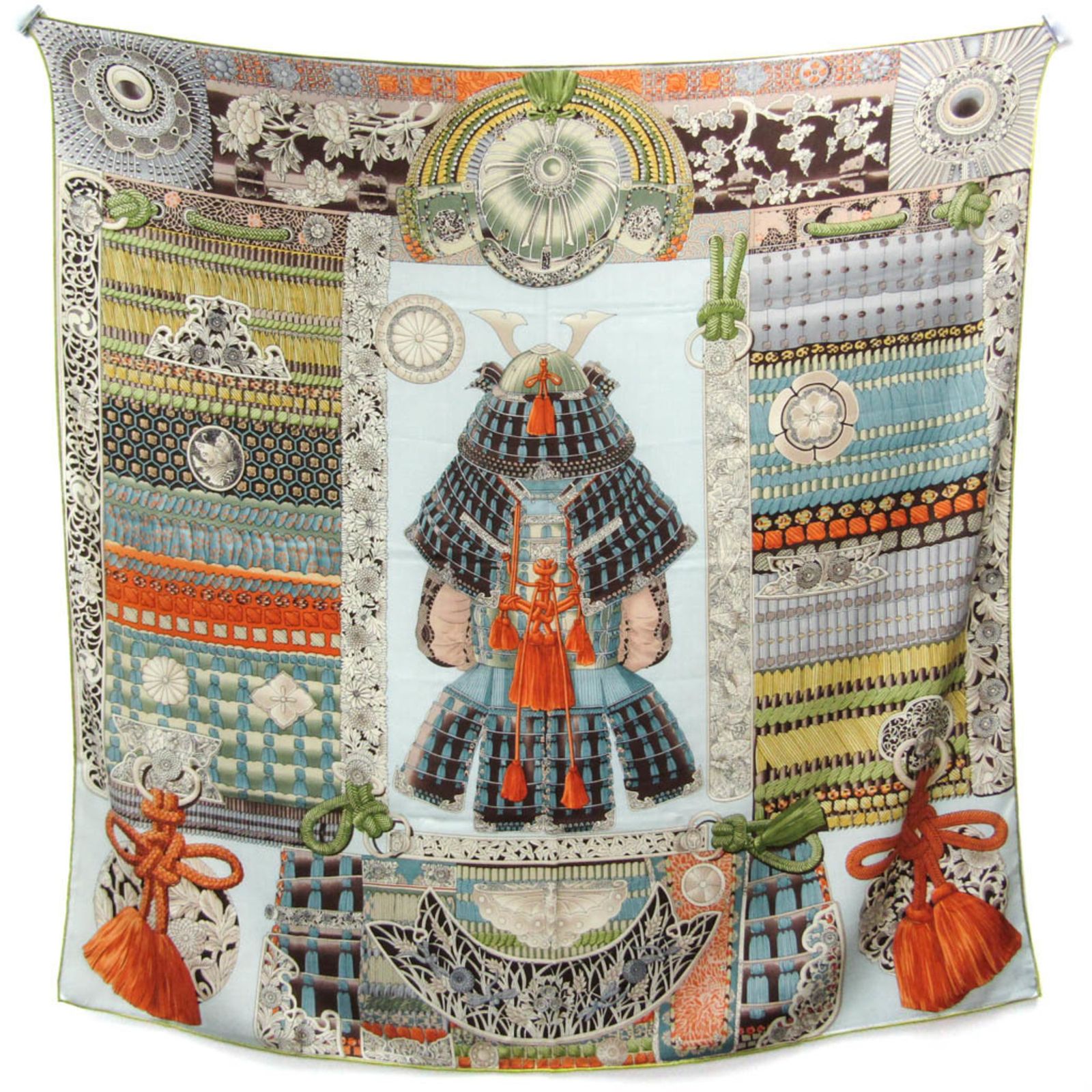 エルメス　カレジュアン　カシミアシルク　侍の鎧兜 HERMES 美品 エルメス カレ140 侍の鎧兜 Parures de Samourais