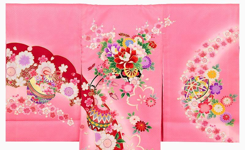 新品正絹産着（祝着）京友禅伝統染本金鹿の子染入り特選豪華四季花車王朝雪輪祝い花文 新品正絹産着（お祝着）最高級京友禅伝統多色染、刺繍、本金入り古典