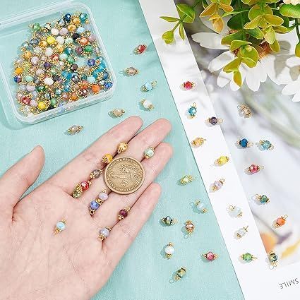 在庫処分】PandaHall 140個セット ガラスビーズ チャーム コネクタ