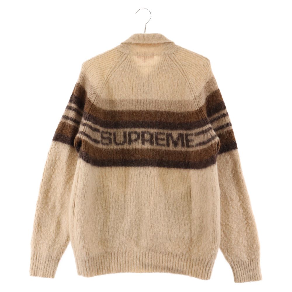 SUPREME (シュプリーム) 19AW Brushed Wool Zip Up Sweater ブラッシュド ウールボーダーニットジップセーター ホワイト