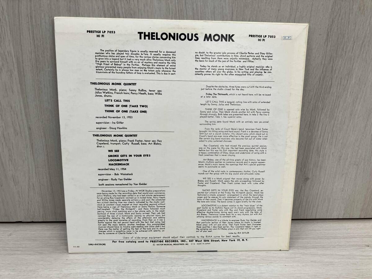 ジャンク レコード THELONIOUS MONK QUINTETS セロニアス