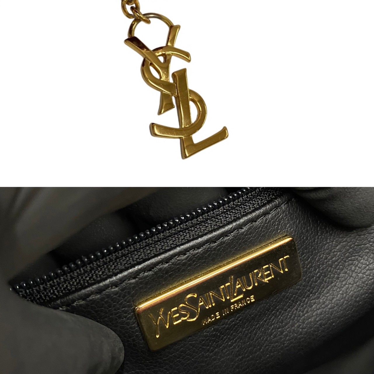 極 美品 YVES SAINT LAURENT イヴ・サンローラン ロゴ ステッチ YSL 