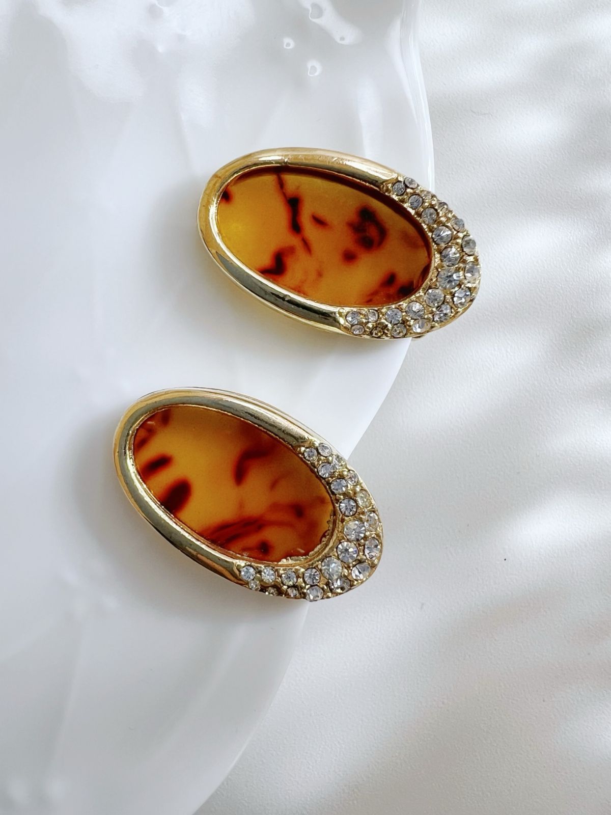 Dior ディオール イヤリング オーバルアンバー×ストーン付きデザイン 品番 3EZ63019939-0501